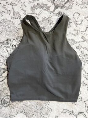 High-Neck Olive Crop Tank Top